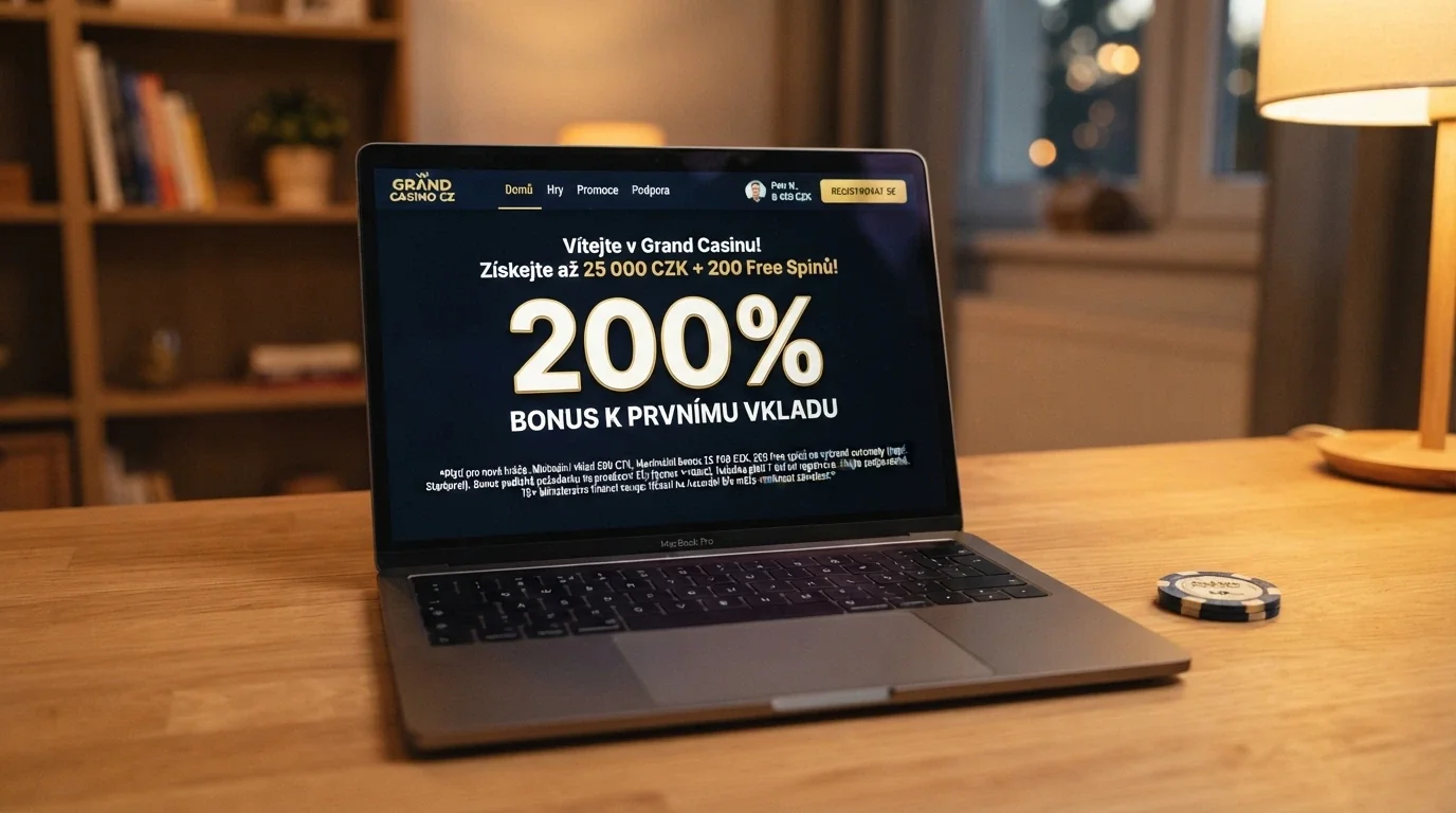 Uvítací bonus zobrazený na stránce online kasina s drobným písmem podmínek