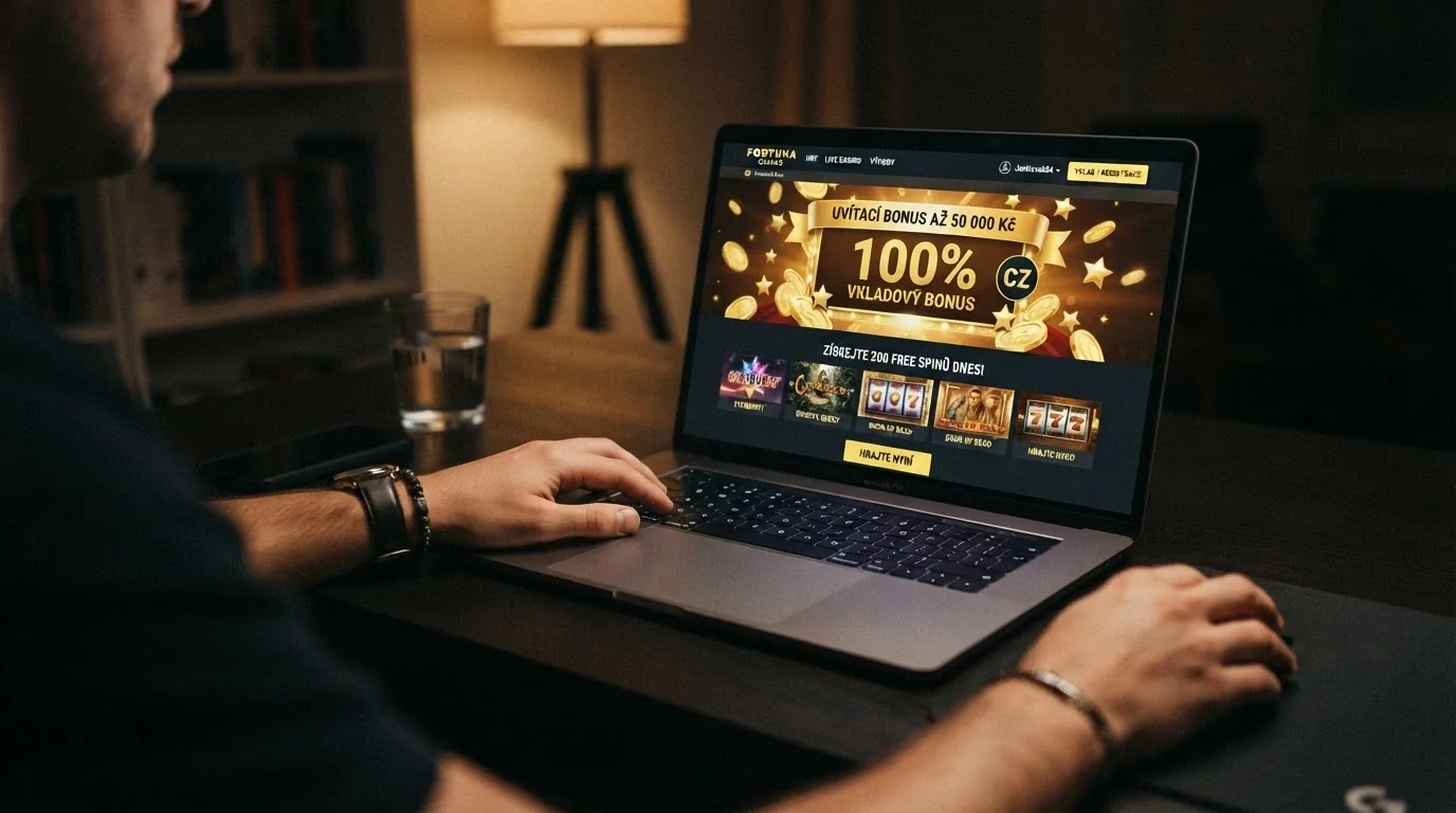 Ukázka uvítacího bonusu s free spiny na stránce online kasina