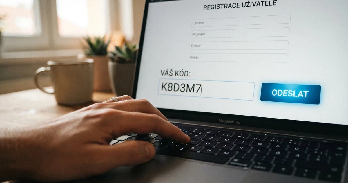 Pole pro zadání promo kódu v registračním formuláři českého online casina vedle tlačítka pro odeslání