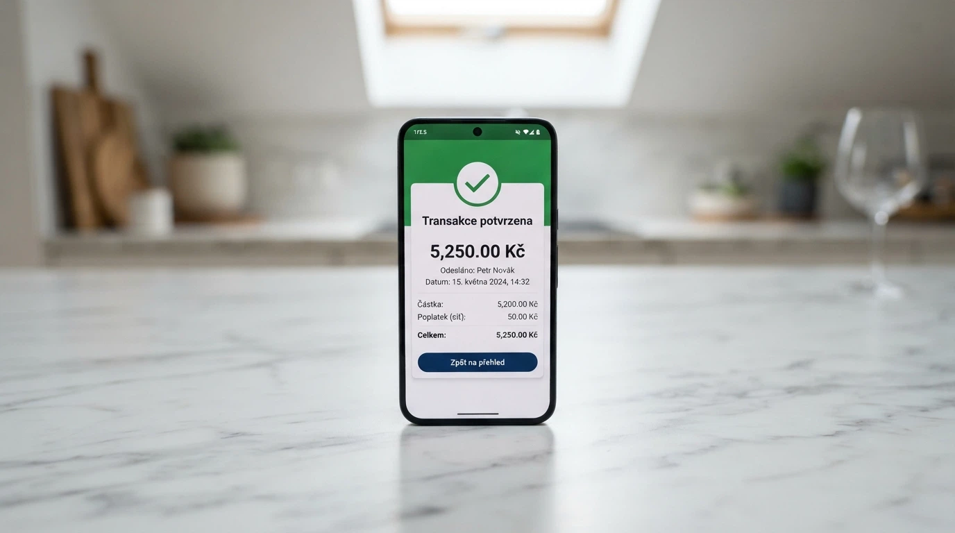 Mobilní zobrazení krypto peněženky s potvrzením transakce do casina