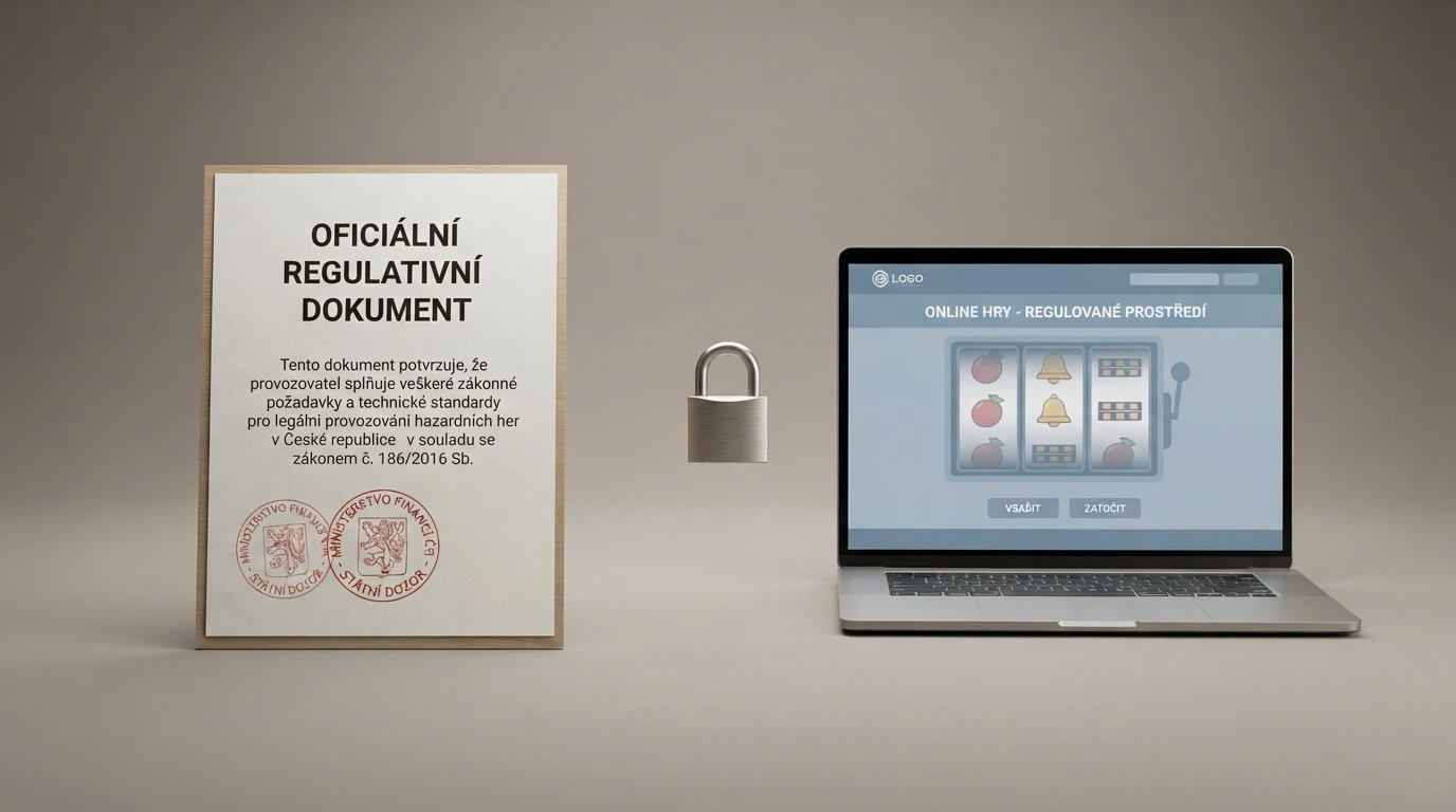 Úřední dokument s razítkem vedle loga bitcoin casina na displeji