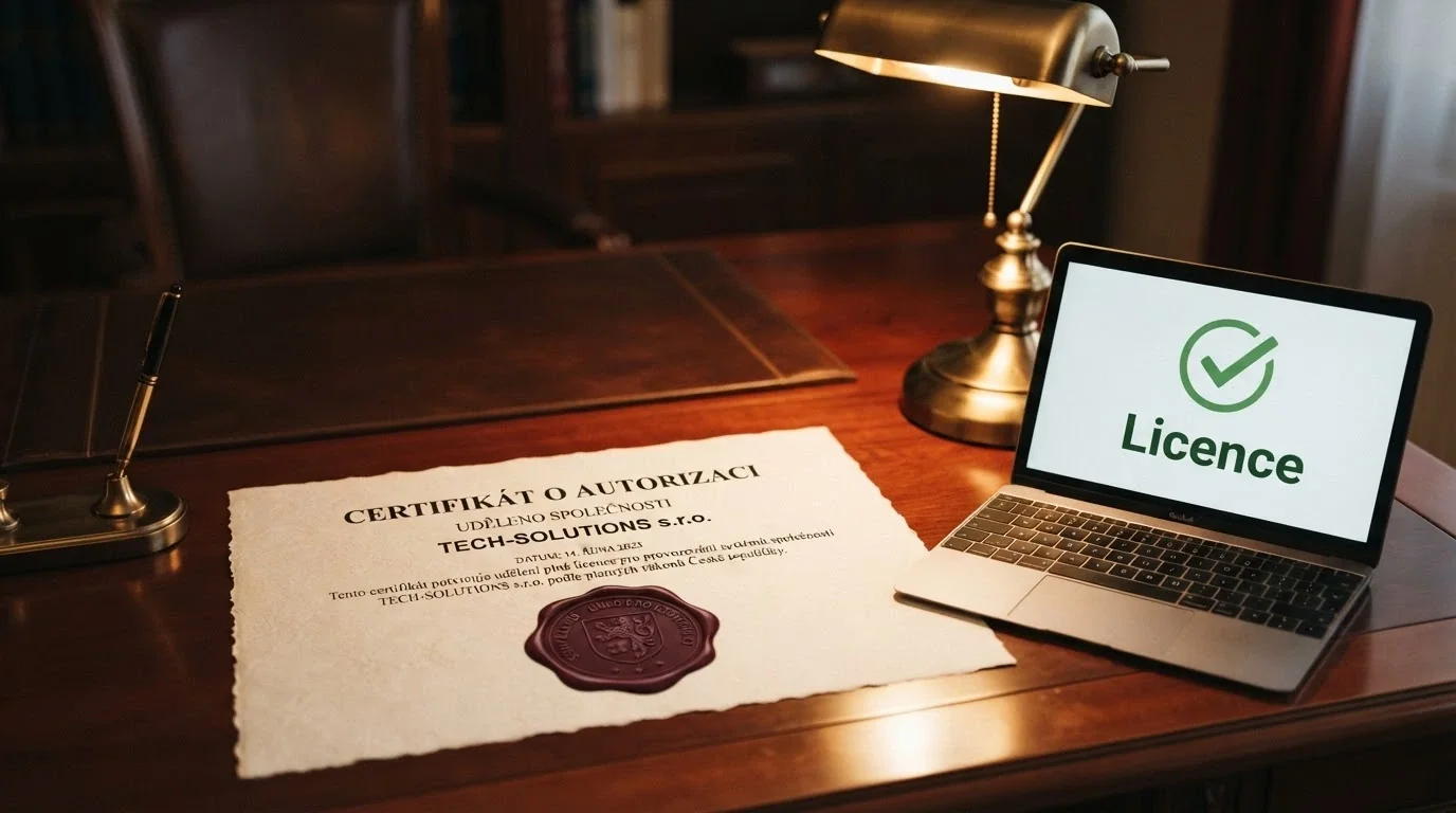 Úřední pečeť nebo dokument Ministerstva financí ČR vedle symbolu online casina s licencí