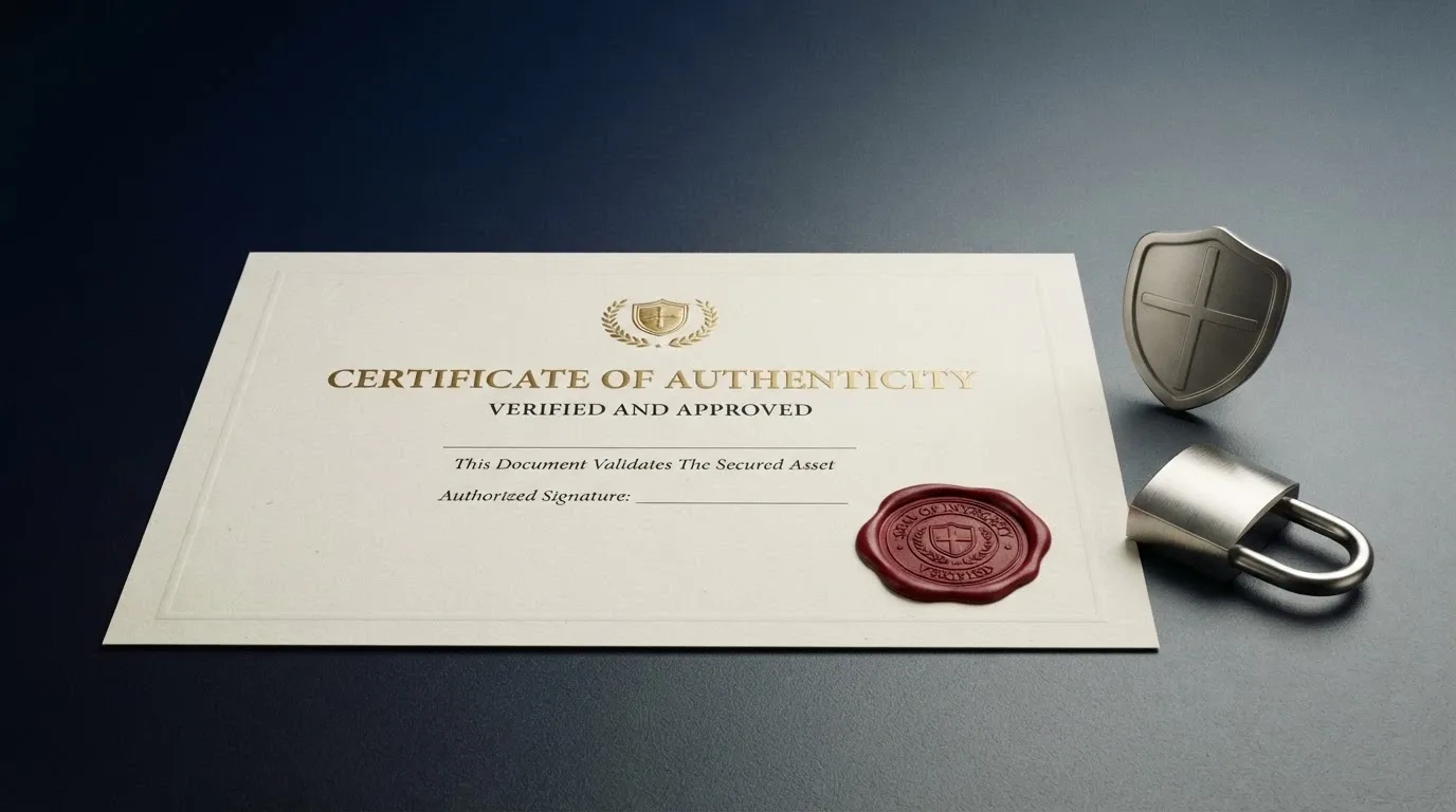 Detail razítka nebo úředního dokumentu s logem Ministerstva financí ČR, vedle symbol zámku a štítu