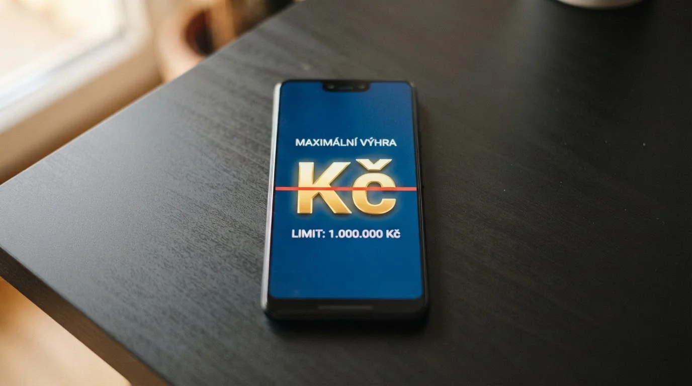 České koruny na displeji s červeným stropem, který část z nich zakrývá