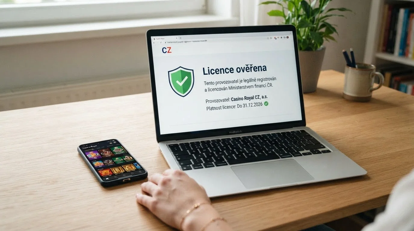 Úřední dokument s razítkem Ministerstva financí ČR vedle log licencovaných českých casin