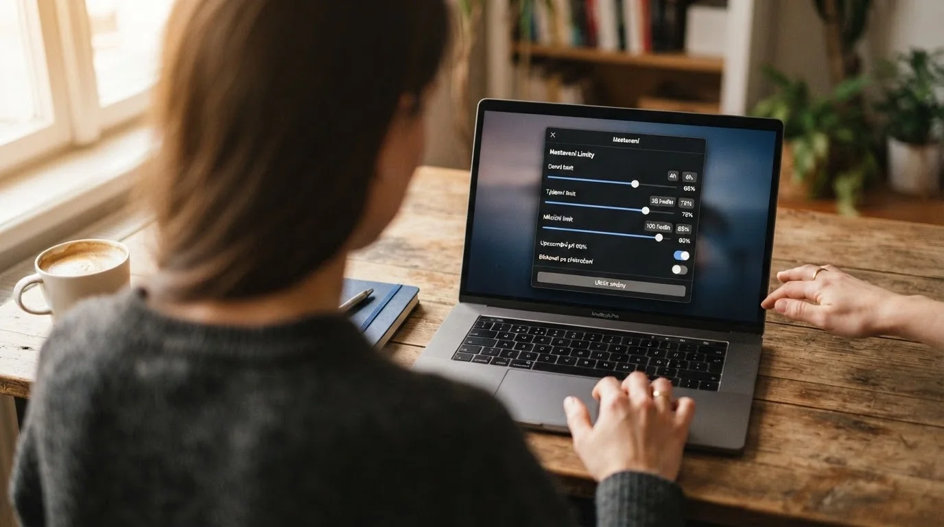 Hráč nastavující denní, týdenní a měsíční limity v sekci „Zodpovědné hraní“ v účtu online casina