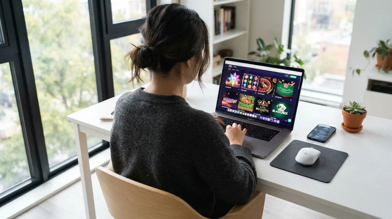 Nové online casino s moderním rozhraním na displeji notebooku