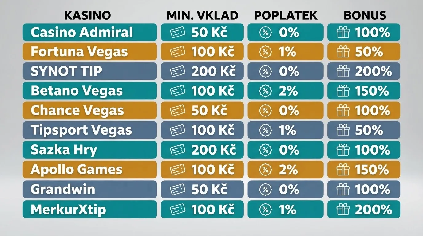 Srovnávací tabulka českých kasin přijímajících Paysafecard