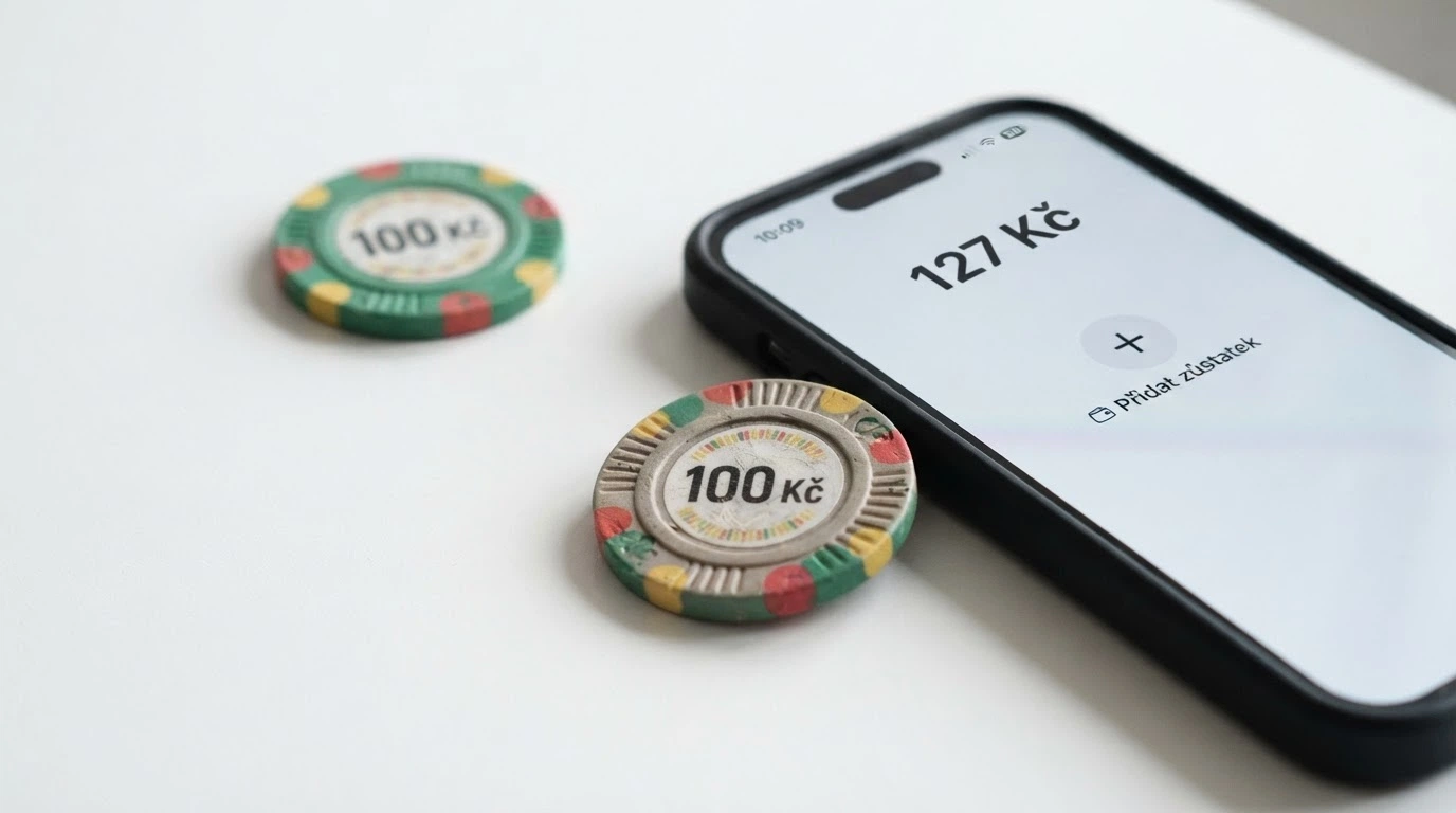 Mince a bankovky vedle mobilu s otazníkem — vážení nákladů SMS vkladu