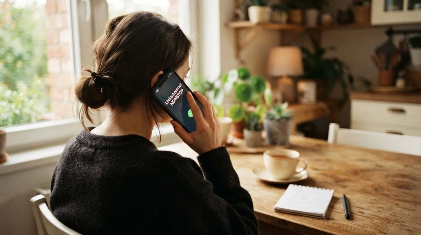 Telefon s vytočeným číslem linky pomoci na displeji, vedle něj logo Zodpovědné hraní